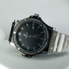 Hublot Style Men's Diamond Bezel Black Dial Stainless Steel Chain Watch