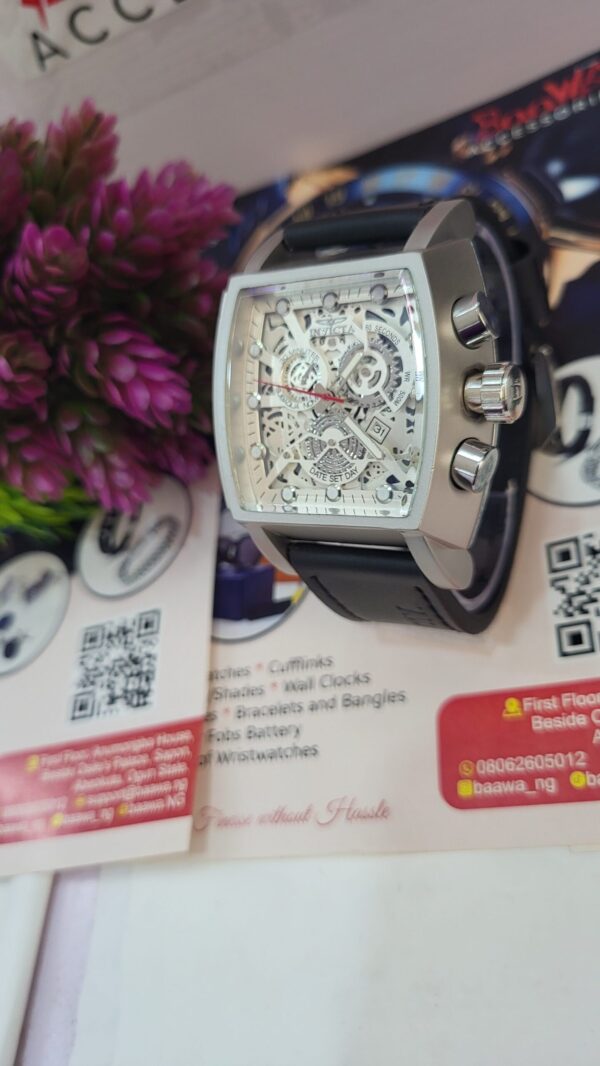 Invicta Reserve Men's Skeleton Chronograph Leather Watch