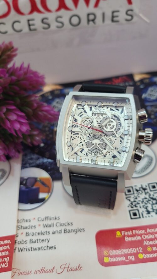 Invicta Reserve Men's Skeleton Chronograph Leather Watch