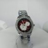 Keep Moving Women's Silver Crystal Chain Watch with Red Floral Analog Dial