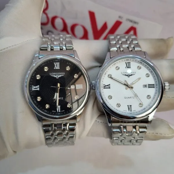 Longines Quartz Stainless Steel Couple Watches - Black  White Dials
