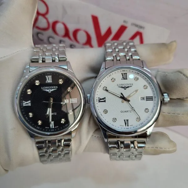 Longines Quartz Stainless Steel Couple Watches - Black  White Dials
