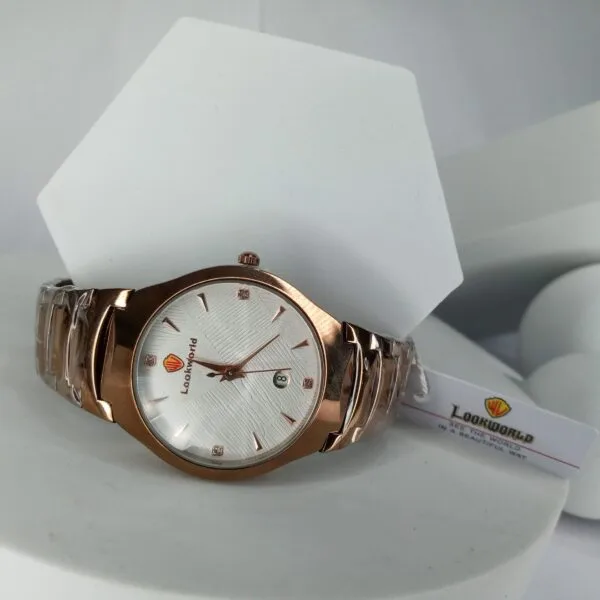 Lookworld 3243G Men's Elegant Rose Gold Quartz Chain Watch with Date