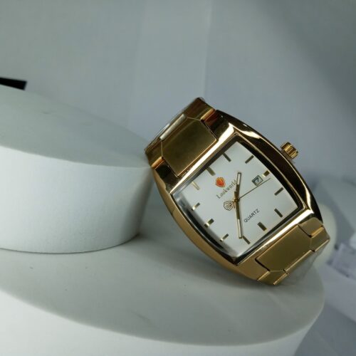 Lookworld Men's Gold Plated Quartz Rectangular Dress Watch with Date