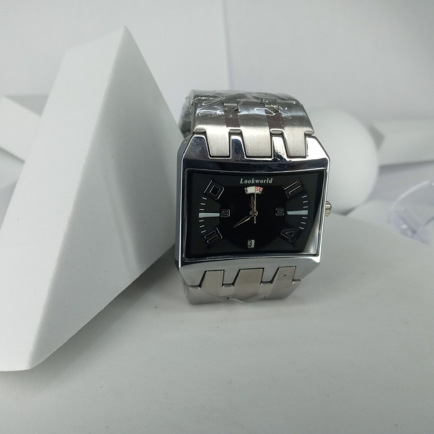 Lookworld Men's A313 Silver Stainless Steel Rectangular Analog Watch