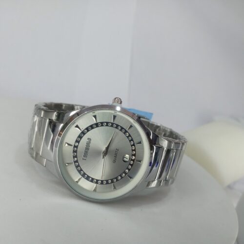 Lookworld A355 Men's Silver Stainless Steel Quartz Watch with Date  Rhinestone Accents