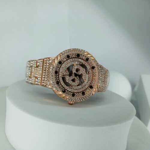 Lookworld Women's Rose Gold Iced Out Dollar Sign Quartz Watch