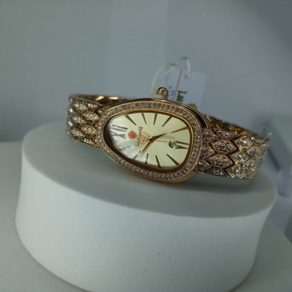 Lookworld Gold-Plated Women's Oval Quartz Watch with Diamond Accents