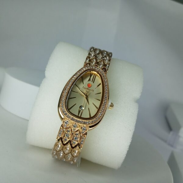 Lookworld Gold-Plated Women's Oval Quartz Watch with Diamond Accents