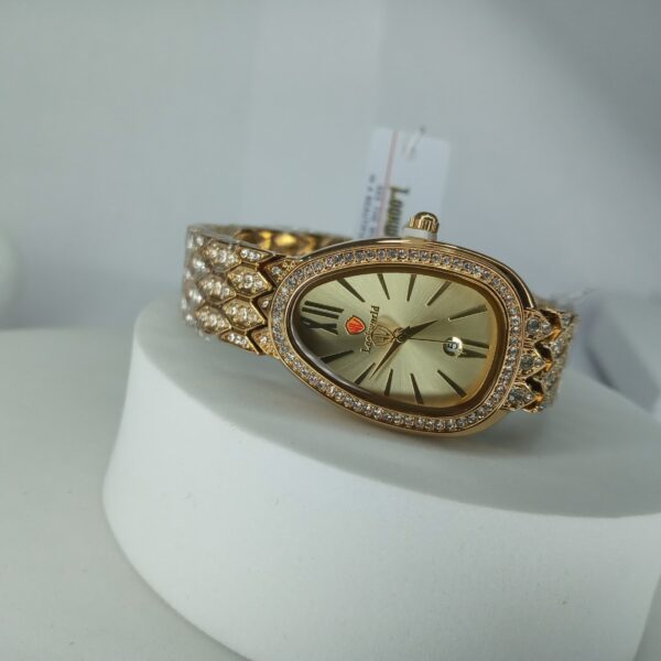 Lookworld Gold-Plated Women's Oval Quartz Watch with Diamond Accents