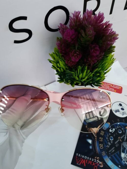 Designer Pink Gradient Frameless Aviator Sunglasses