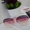 Designer Pink Gradient Frameless Aviator Sunglasses