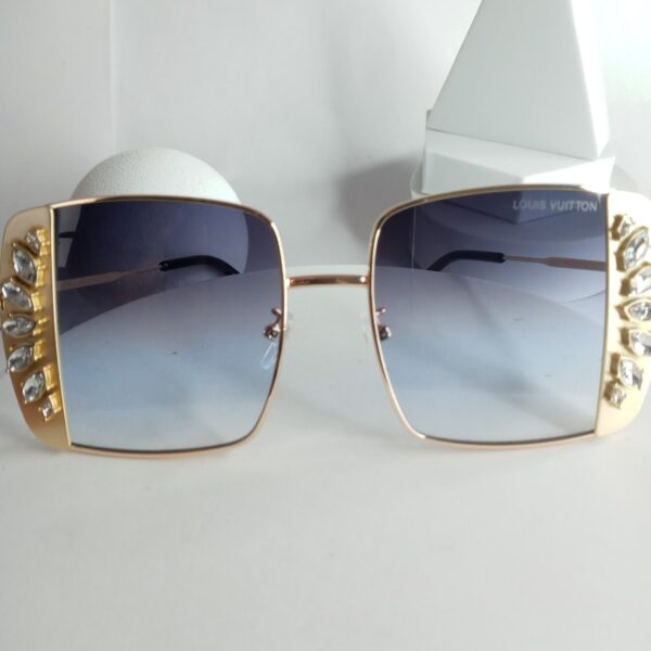 Louis Vuitton Gold Rectangle Sunglasses with Rhinestone Sides  Gradient Lenses