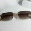 Maybach MB325 Rimless Rectangle Sunglasses - Gold  Brown