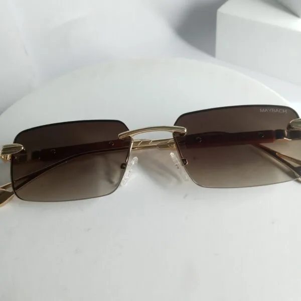 Maybach MB325 Rimless Rectangle Sunglasses - Gold  Brown