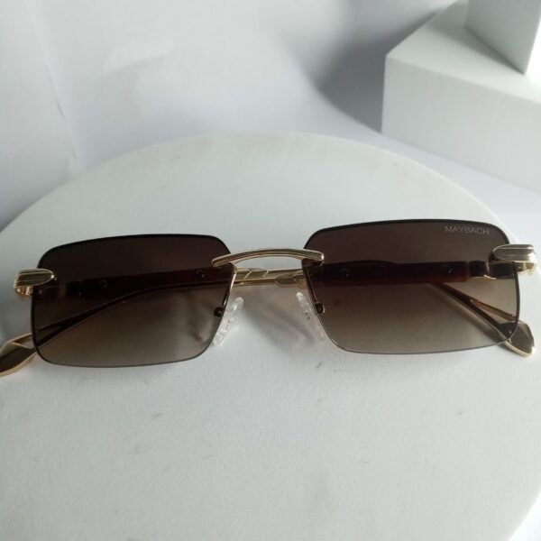 Maybach MB325 Rimless Rectangle Sunglasses - Gold  Brown