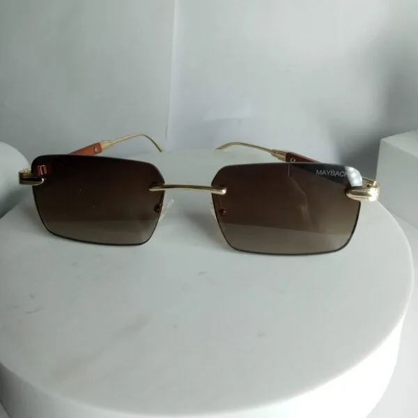Maybach MB325 Rimless Rectangle Sunglasses - Gold  Brown