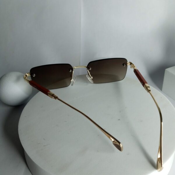 Maybach MB325 Rimless Rectangle Sunglasses - Gold  Brown