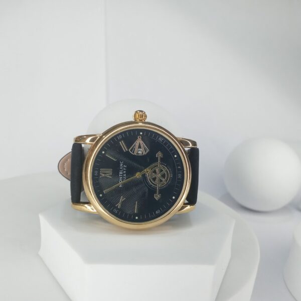 Montblanc Quartz Men's Silver Watch with Blue Leather Strap