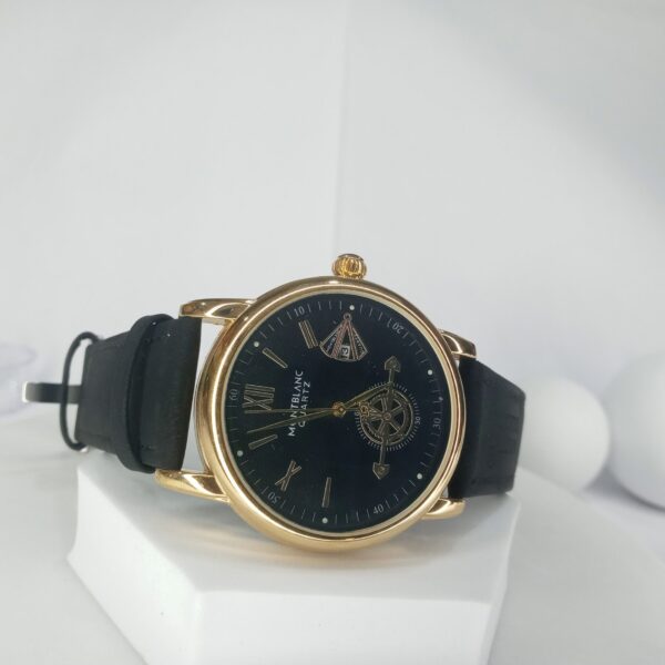 Montblanc Quartz Men's Silver Watch with Blue Leather Strap