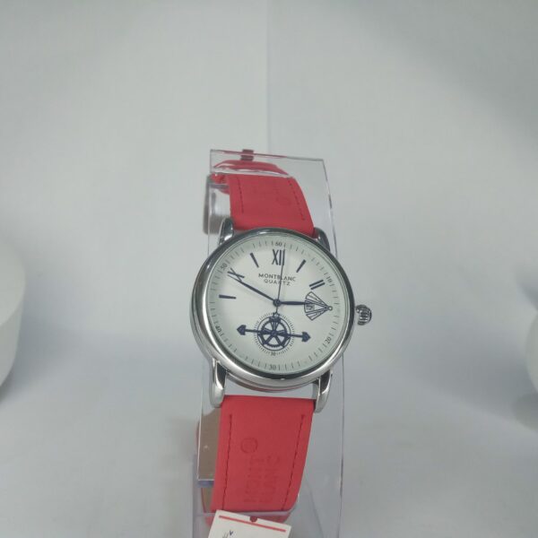 Montblanc Quartz Men's Silver Watch with Blue Leather Strap