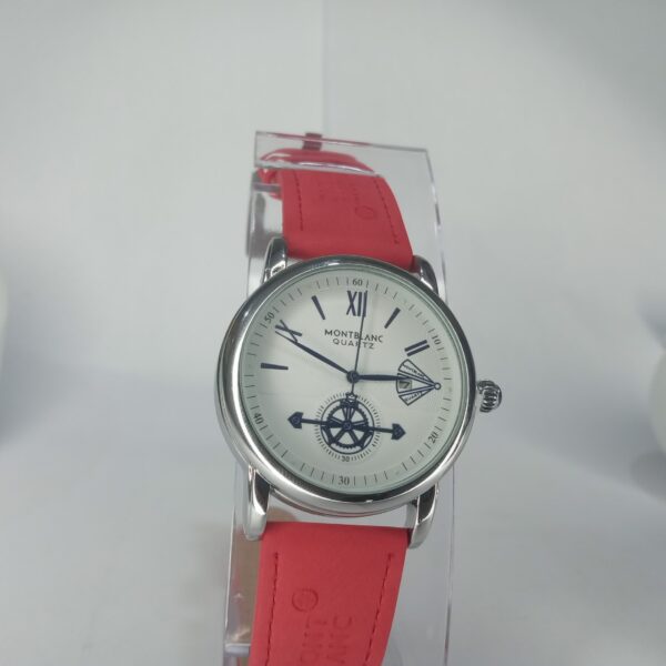 Montblanc Quartz Men's Silver Watch with Blue Leather Strap