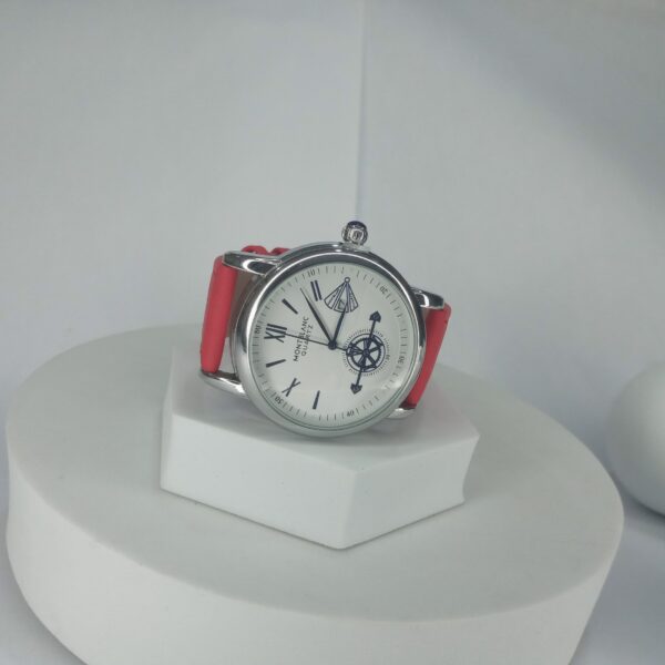 Montblanc Quartz Men's Silver Watch with Blue Leather Strap