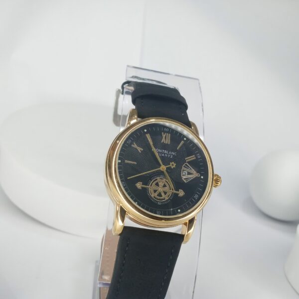 Montblanc Quartz Men's Silver Watch with Blue Leather Strap