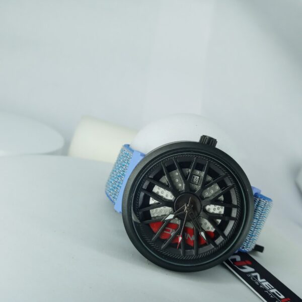 Nepic Men's Sporty Wheel Rim Quartz Watch with Red Fabric Strap