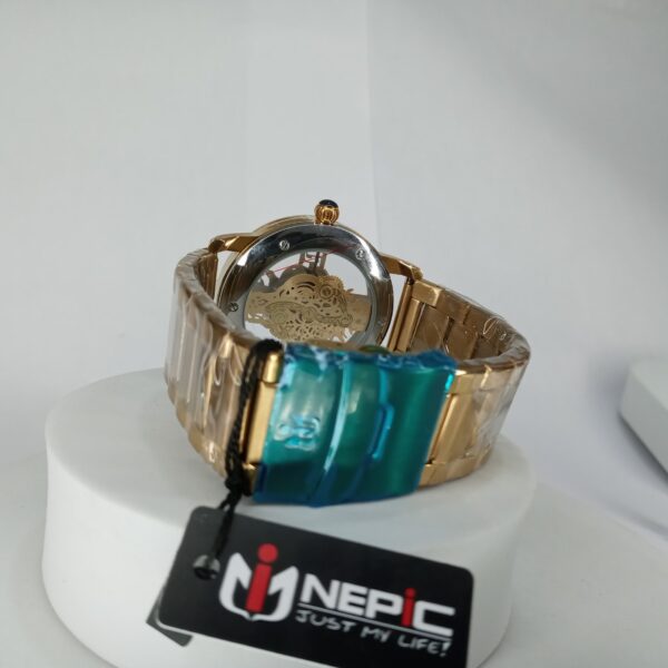 Nepic Gold Skeleton Automatic Men's Stainless Steel Chain Watch