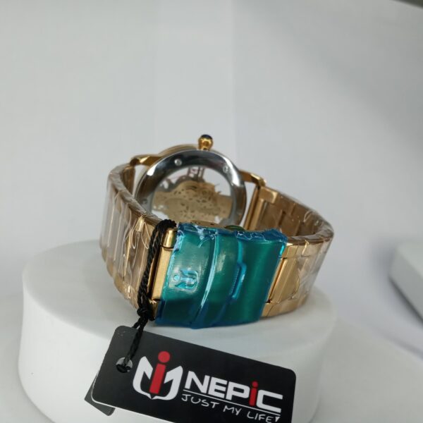 Nepic Gold Skeleton Automatic Men's Stainless Steel Chain Watch