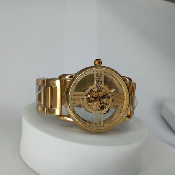Nepic Gold Skeleton Automatic Men's Stainless Steel Chain Watch