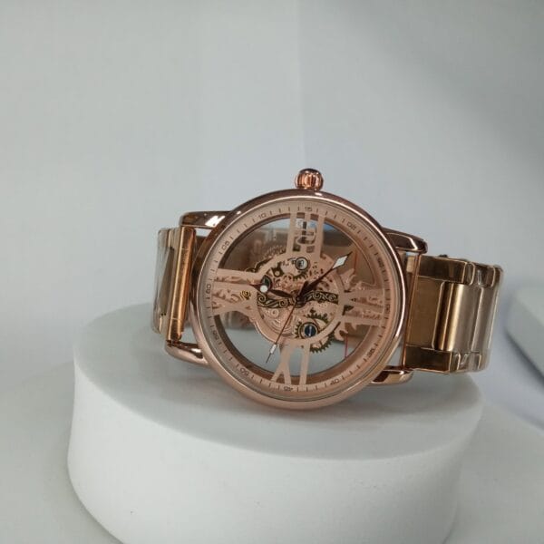 Nepic Gold Skeleton Automatic Men's Stainless Steel Chain Watch