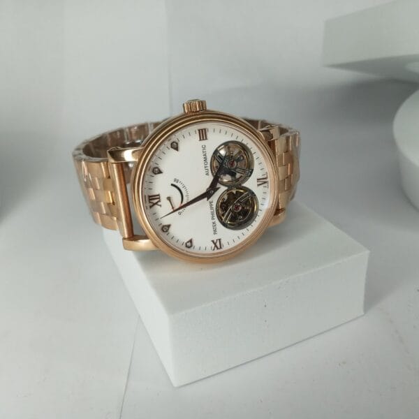 Patek Philippe Rose Gold Automatic Tourbillon Men's Watch with Diamond Markers