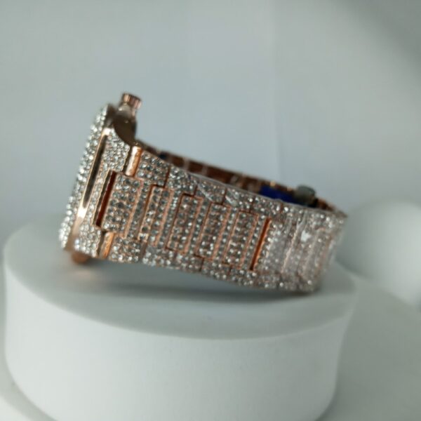 Patek Philippe Iced Out Rose Gold Diamond Analog Watch