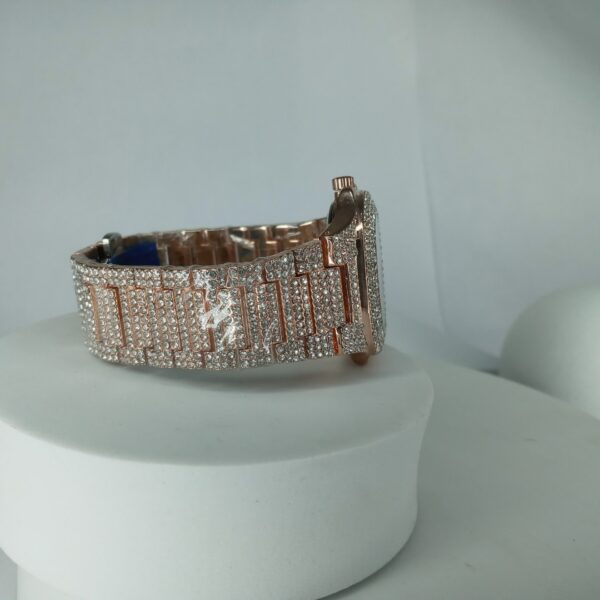 Patek Philippe Iced Out Rose Gold Diamond Analog Watch