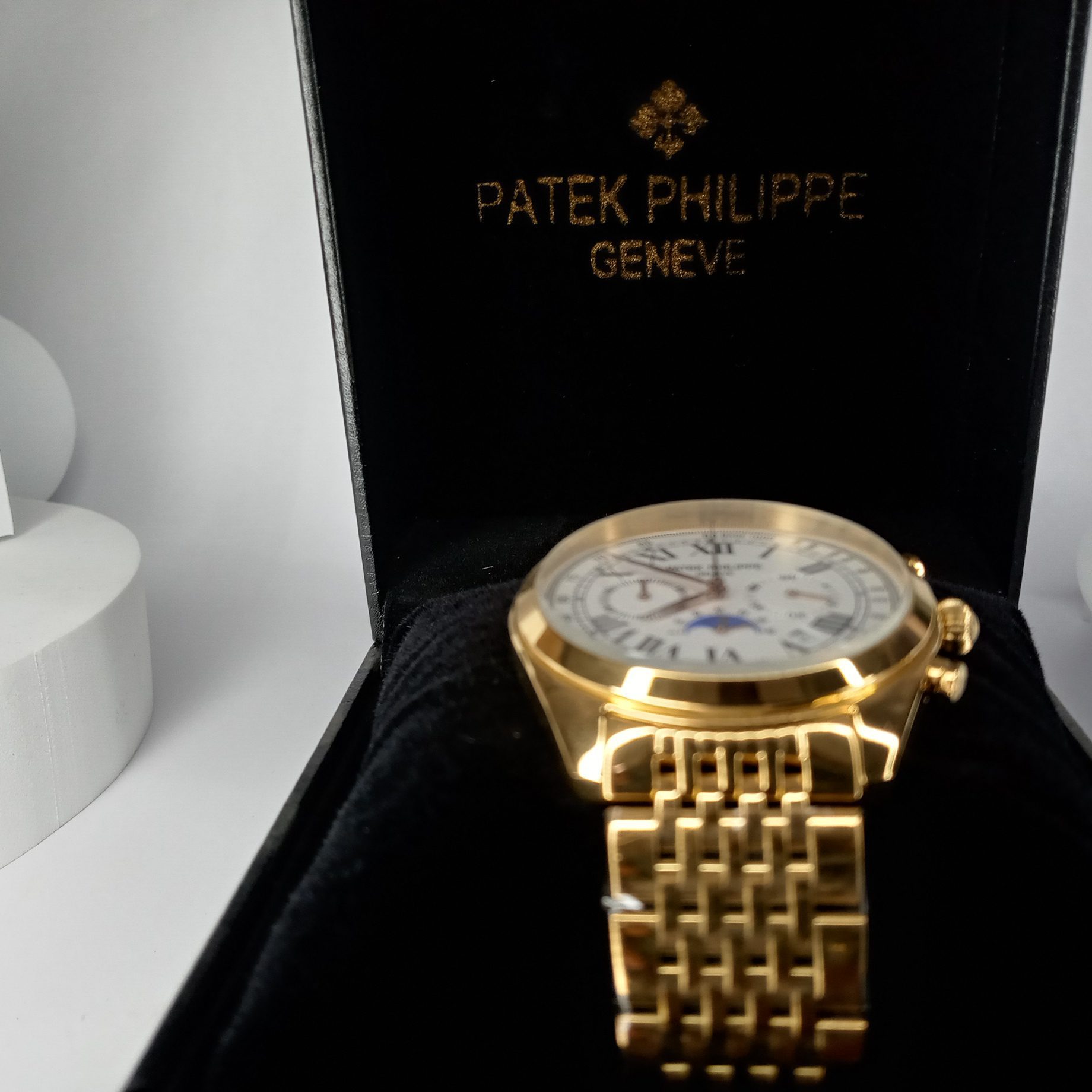 Patek Philippe Geneve Gold Chronograph Moon Phase Watch - BaaWA Accessories