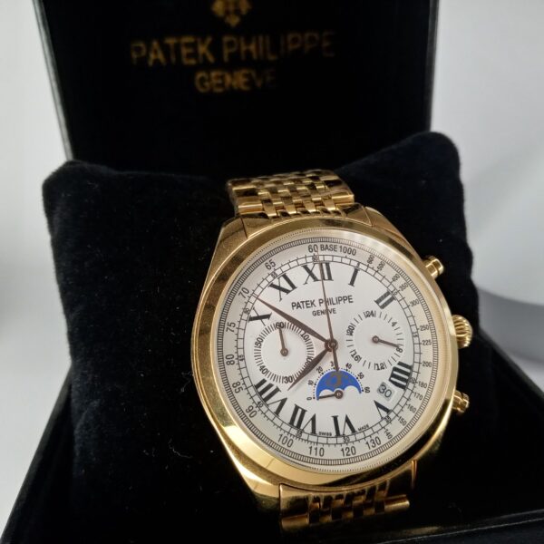Patek Philippe Geneve Gold Chronograph Moon Phase Men's Watch