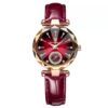 Poedagar Elegant Rose Gold Faceted Leather Women's Watch