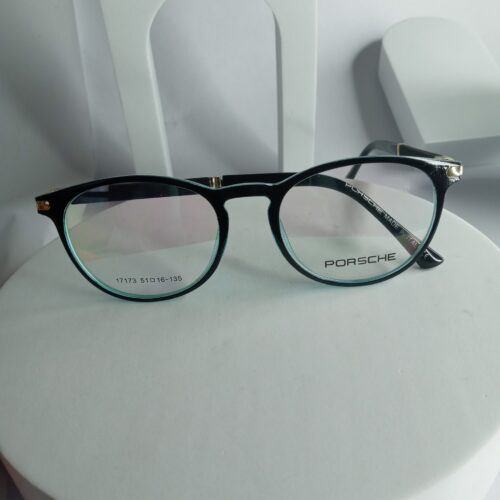Porsche 17173 Unisex Round Black Frame Blue Light Blocking Glasses