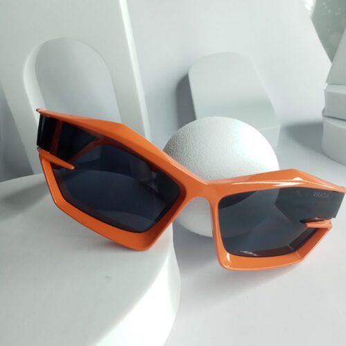 Prada Orange Geometric Shield Sunglasses for Women PR44