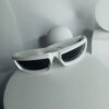 Designer White Futuristic Shield Wrap-Around Men's Sunglasses