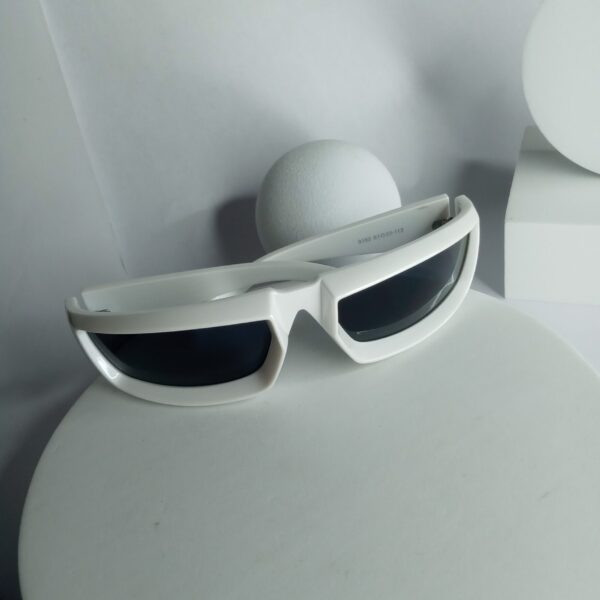 Designer White Futuristic Shield Wrap-Around Men's Sunglasses