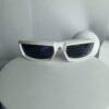 Designer White Futuristic Shield Wrap-Around Men's Sunglasses