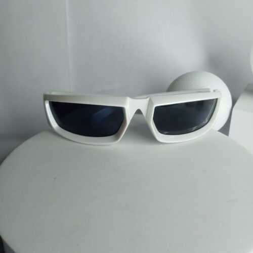 Designer White Futuristic Shield Wrap-Around Men's Sunglasses