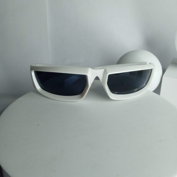 Designer White Futuristic Shield Wrap-Around Men's Sunglasses