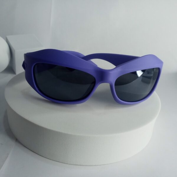 Designer Curved Shield Purple Men's Sunglasses