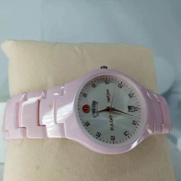 Rado DiaStar Pink Ceramic Women's Analog Day-Date Watch with Diamond Accents