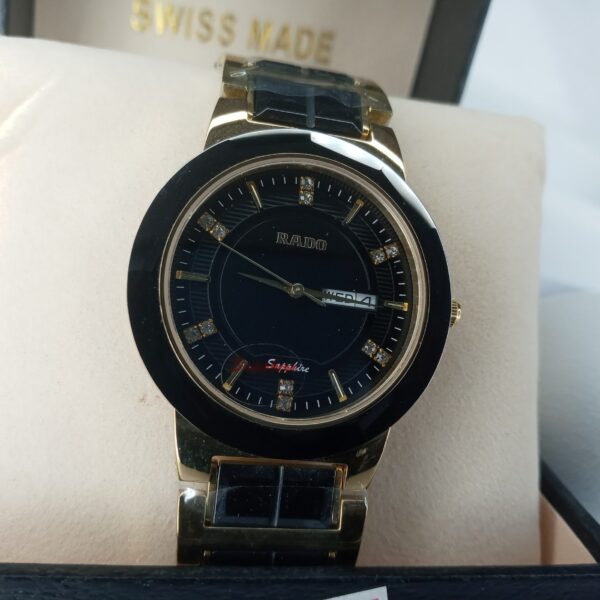 Rado Sapphire 680G Men's Blue Dial Diamond Day-Date Stainless Steel Watch