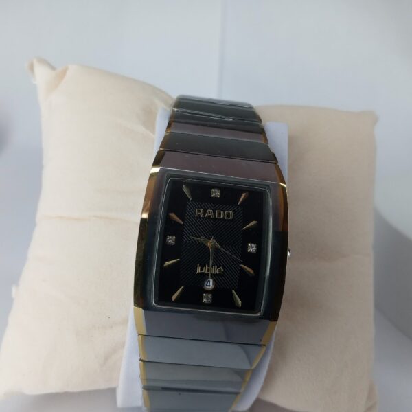 Rado Jubilé Men's Luxury Rectangular Ceramic Chain Watch with Diamond Markers  Sapphire Crystal